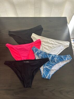 Women's Swim Bikini Bottoms - Black, White, Pink, Blue (Pack)